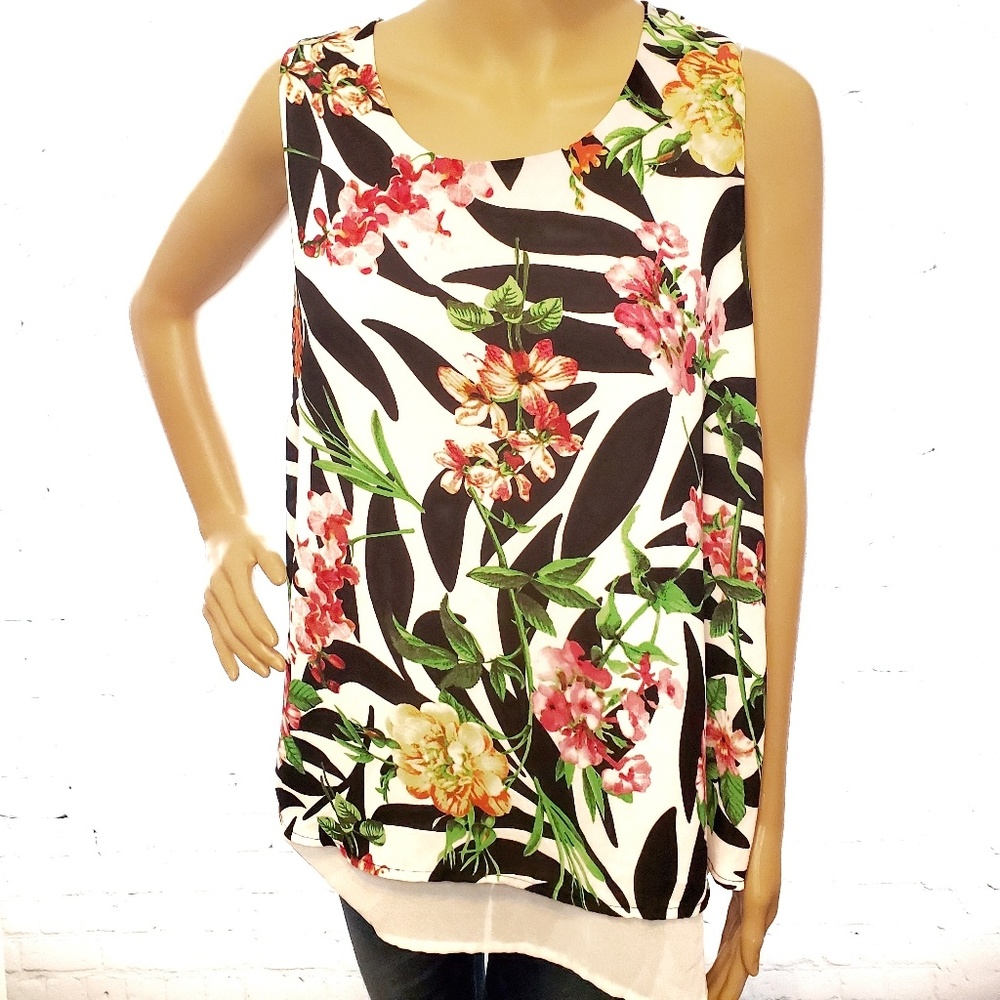 🎀3/$25 Zac & Rachel Tropical Print Layered Tank